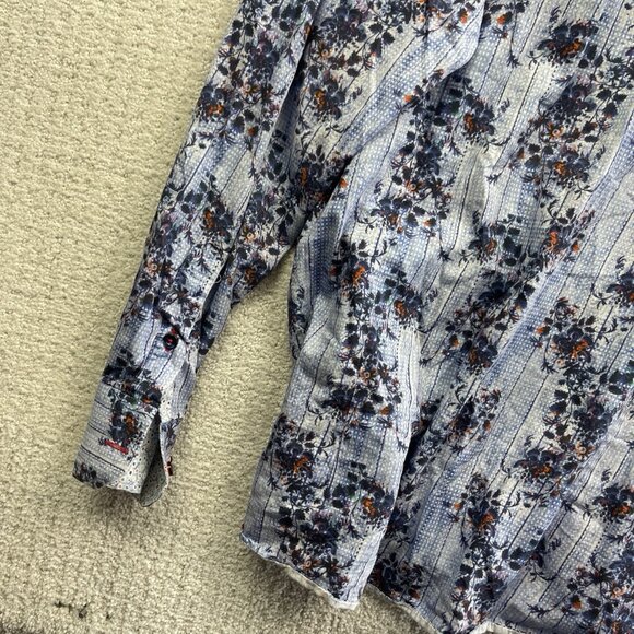 7 Downie St. Blue Floral AOP Long Sleeve Button-down Men’s Shirt Sz 7 Preppy - Picture 15 of 15